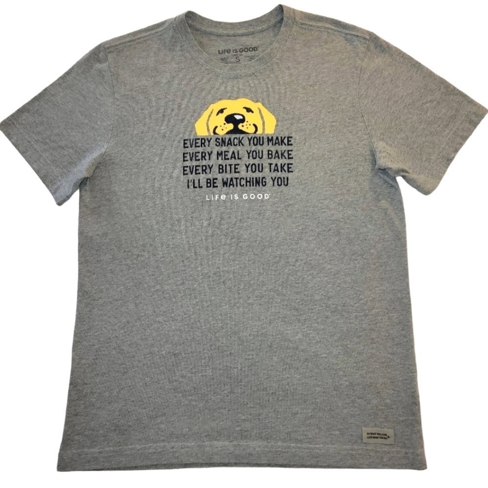 Life Is Good "Every Snack You Make" Golden Retriever Graphic Crusher Tee Small
